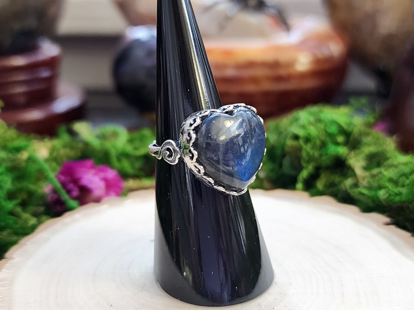 Labradorite Heart Ring