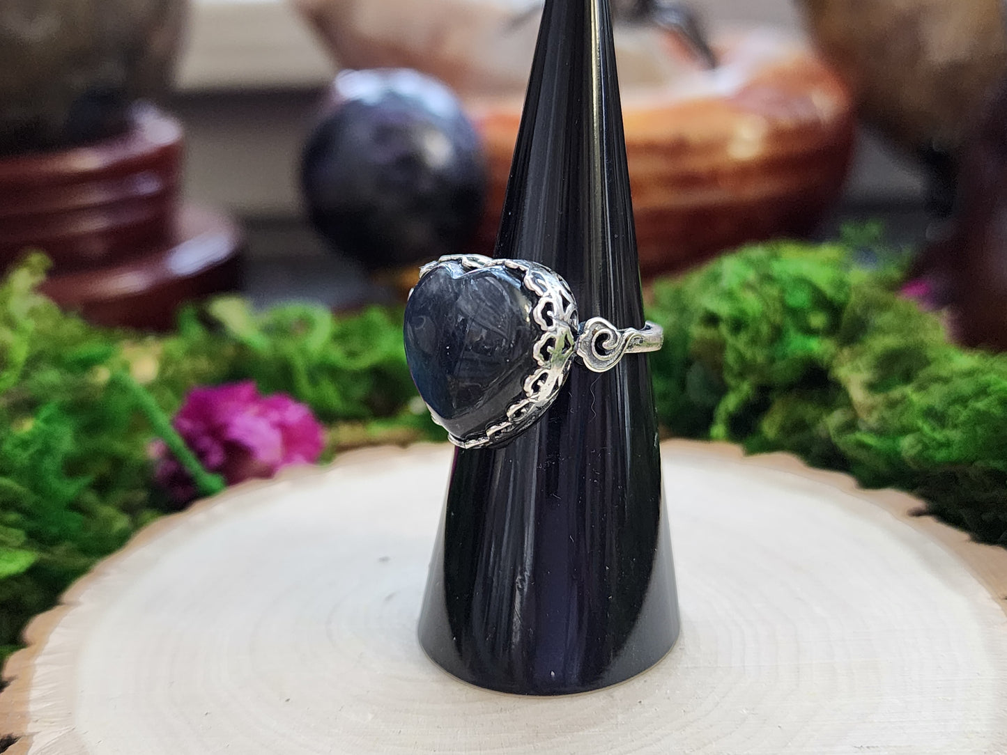 Labradorite Heart Ring