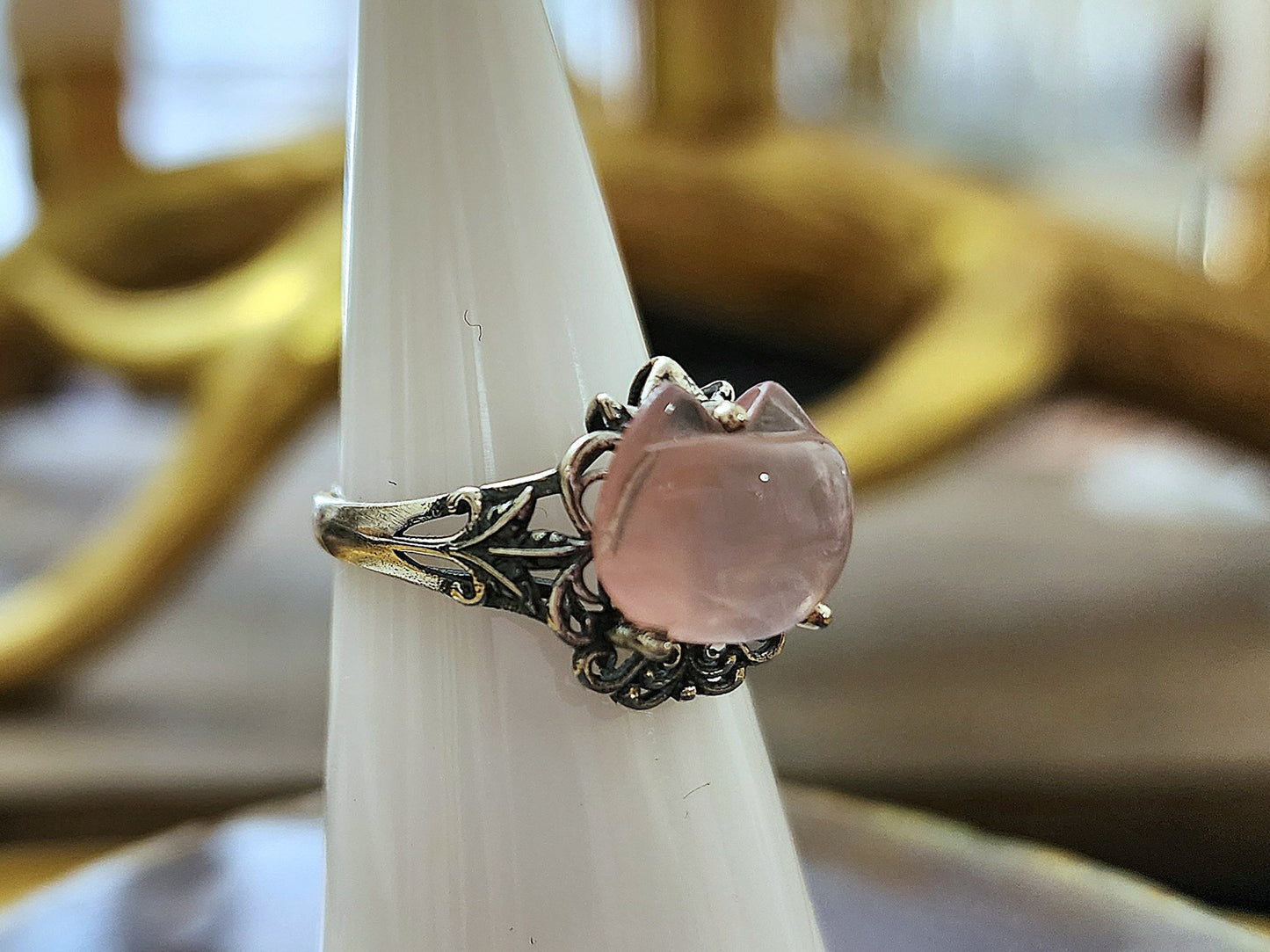 Rose Quartz Kitty Ring