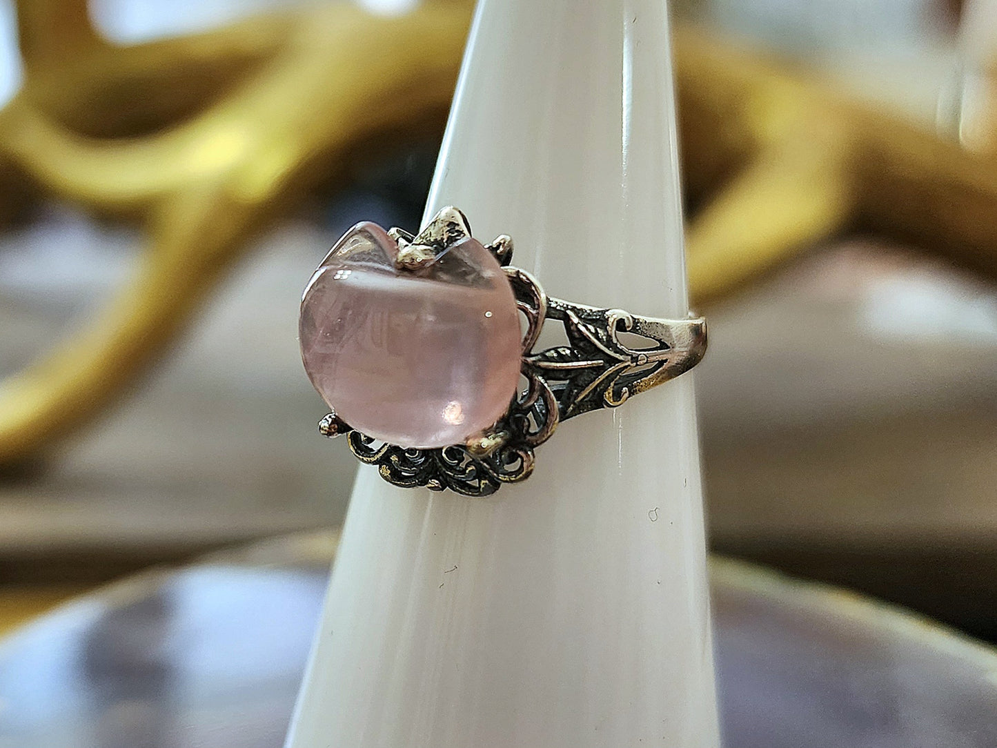 Rose Quartz Kitty Ring