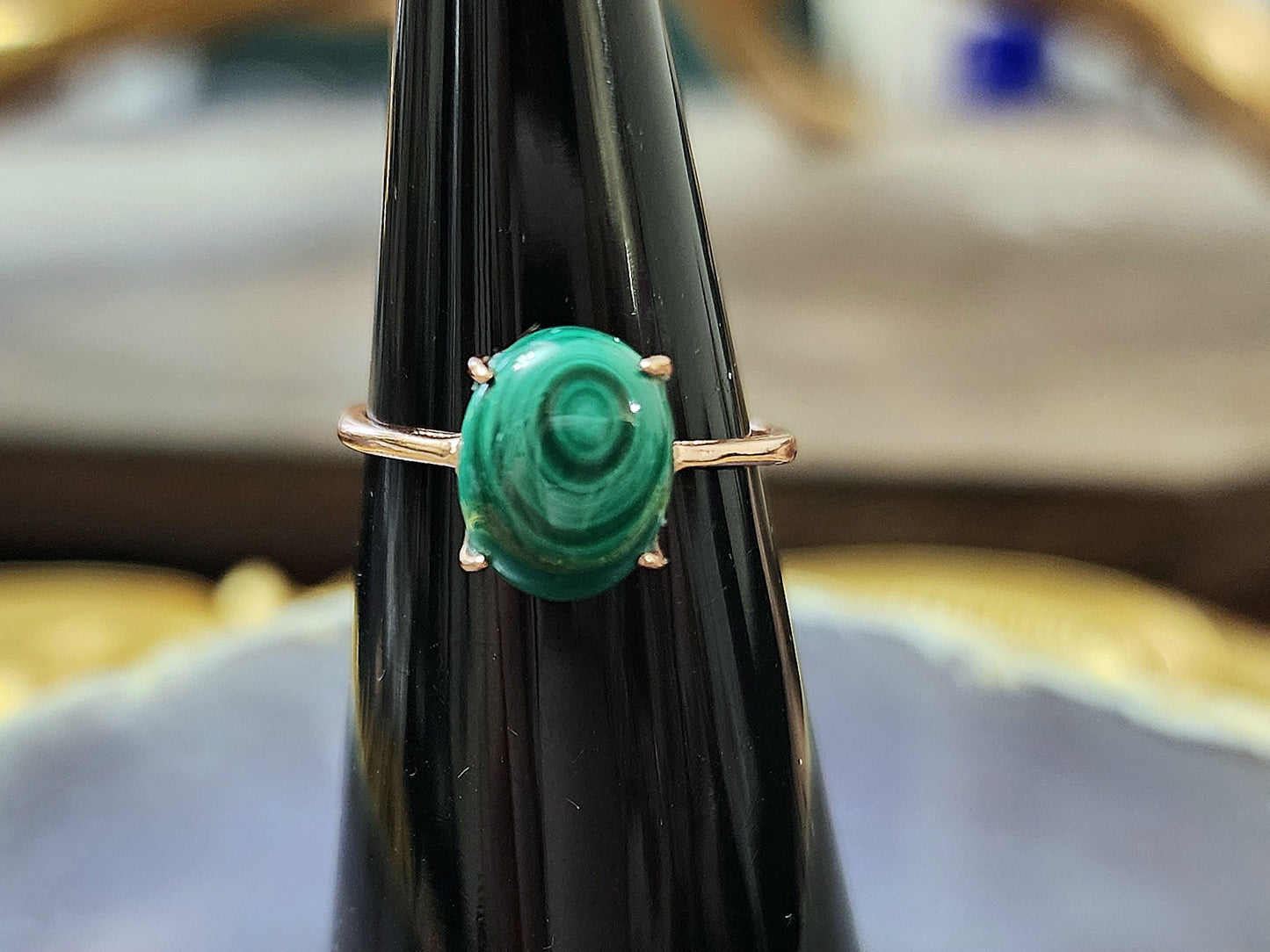 Rose Gold Malachite Ring