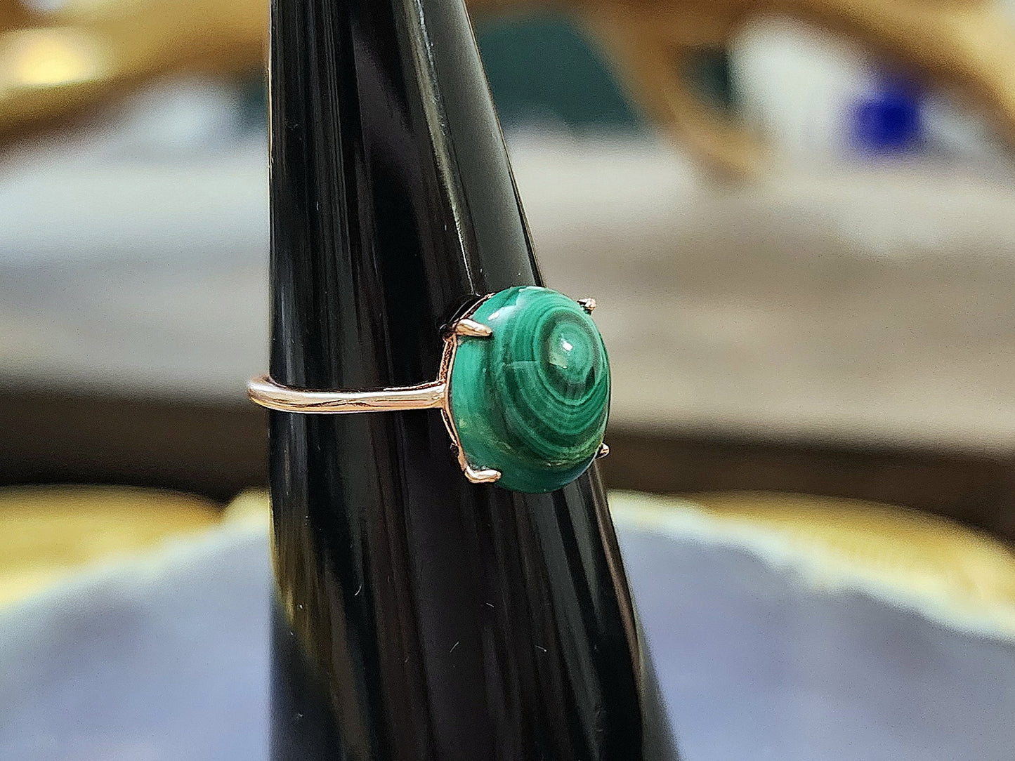 Rose Gold Malachite Ring