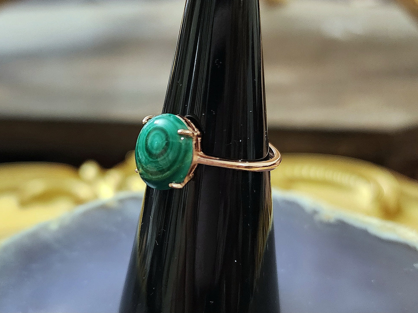 Rose Gold Malachite Ring