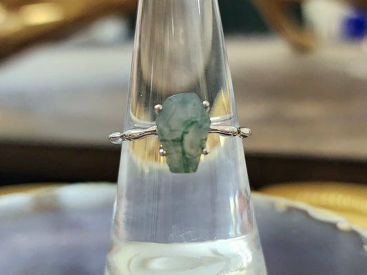 Moss Agate Coffin Ring