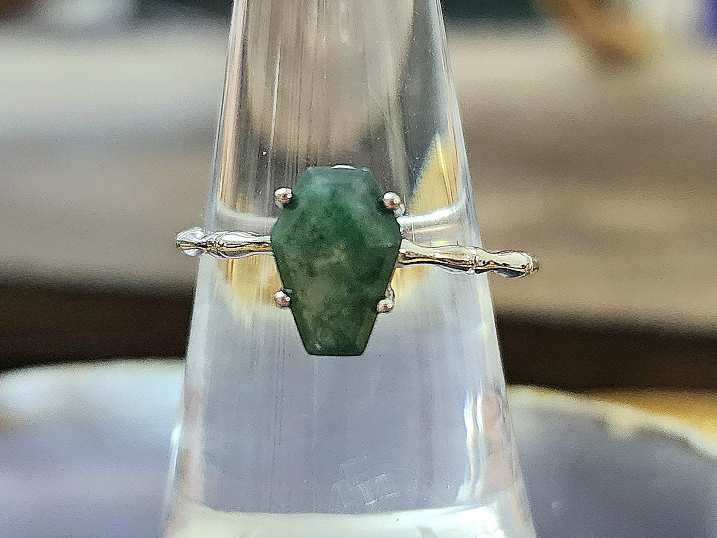 Moss Agate Coffin Ring