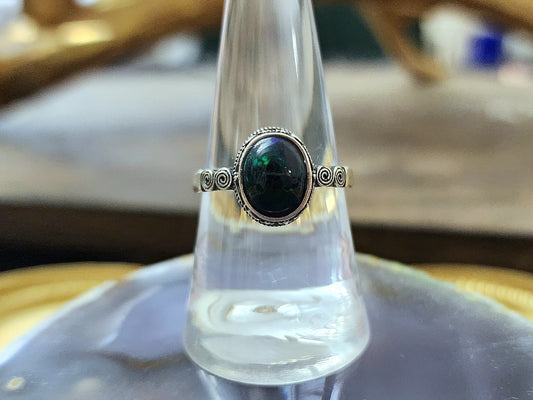 Honeycomb Black Opal Ring