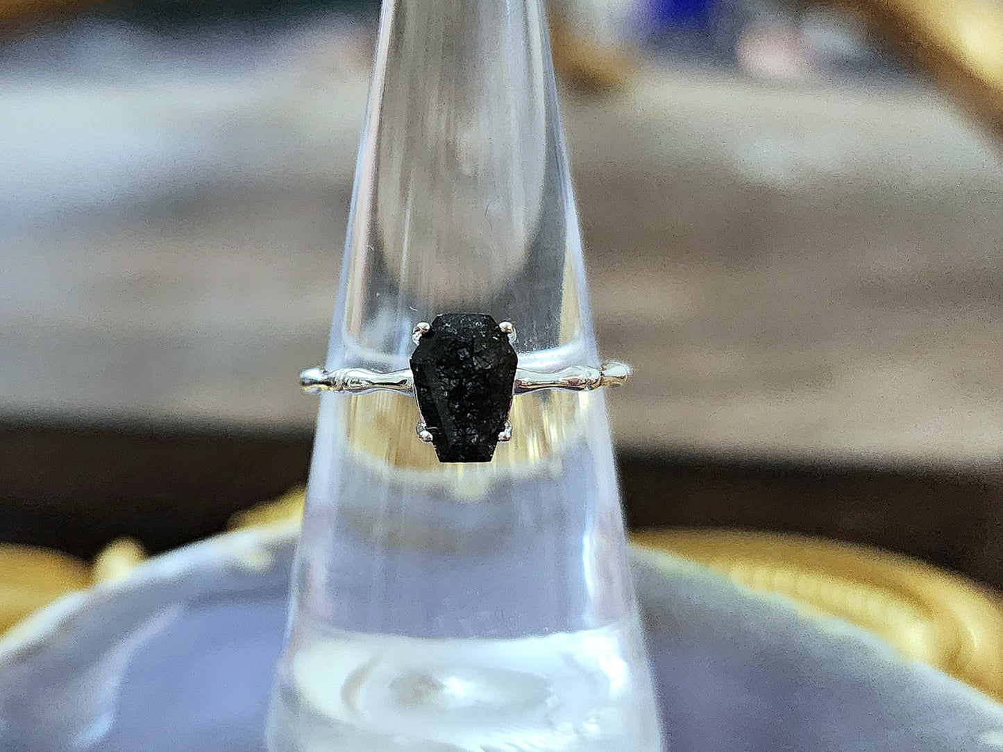 Black Rutile Coffin Ring