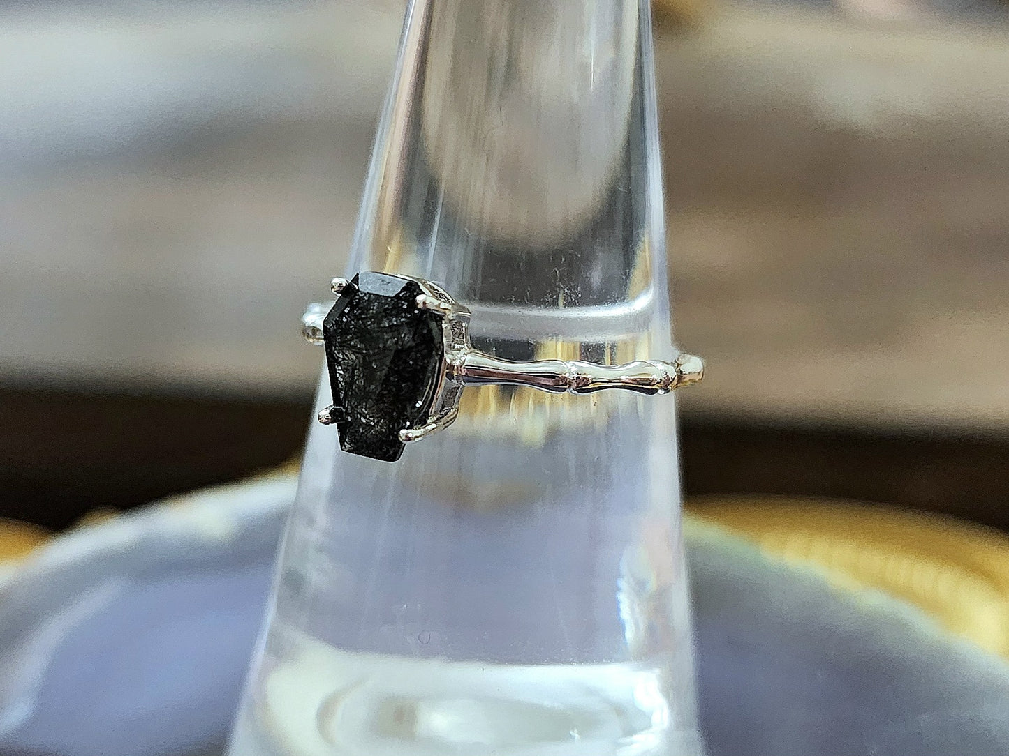 Black Rutile Coffin Ring