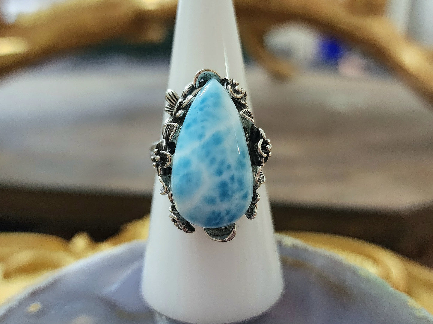 Larimar Teardrop Ring