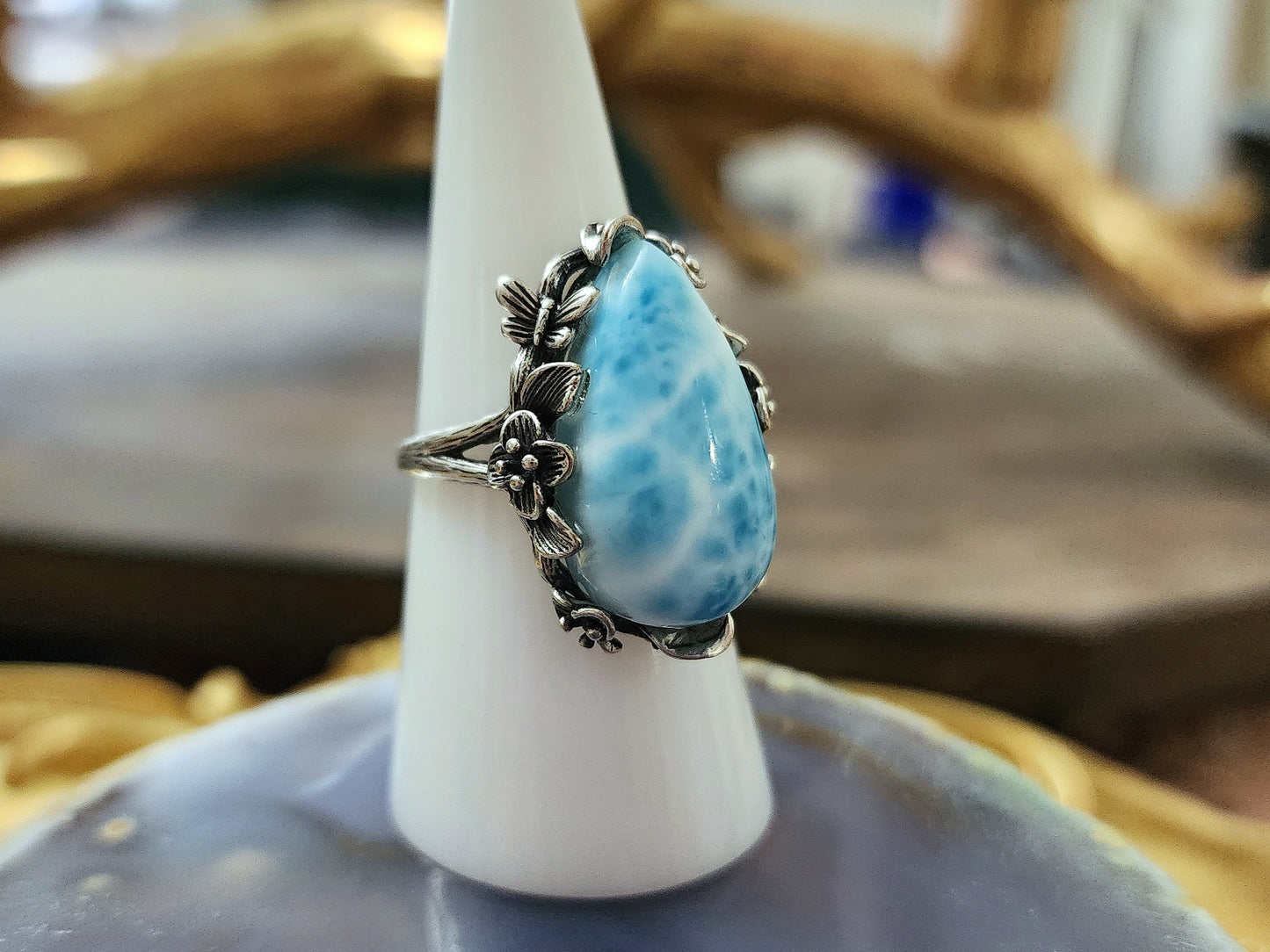 Larimar Teardrop Ring