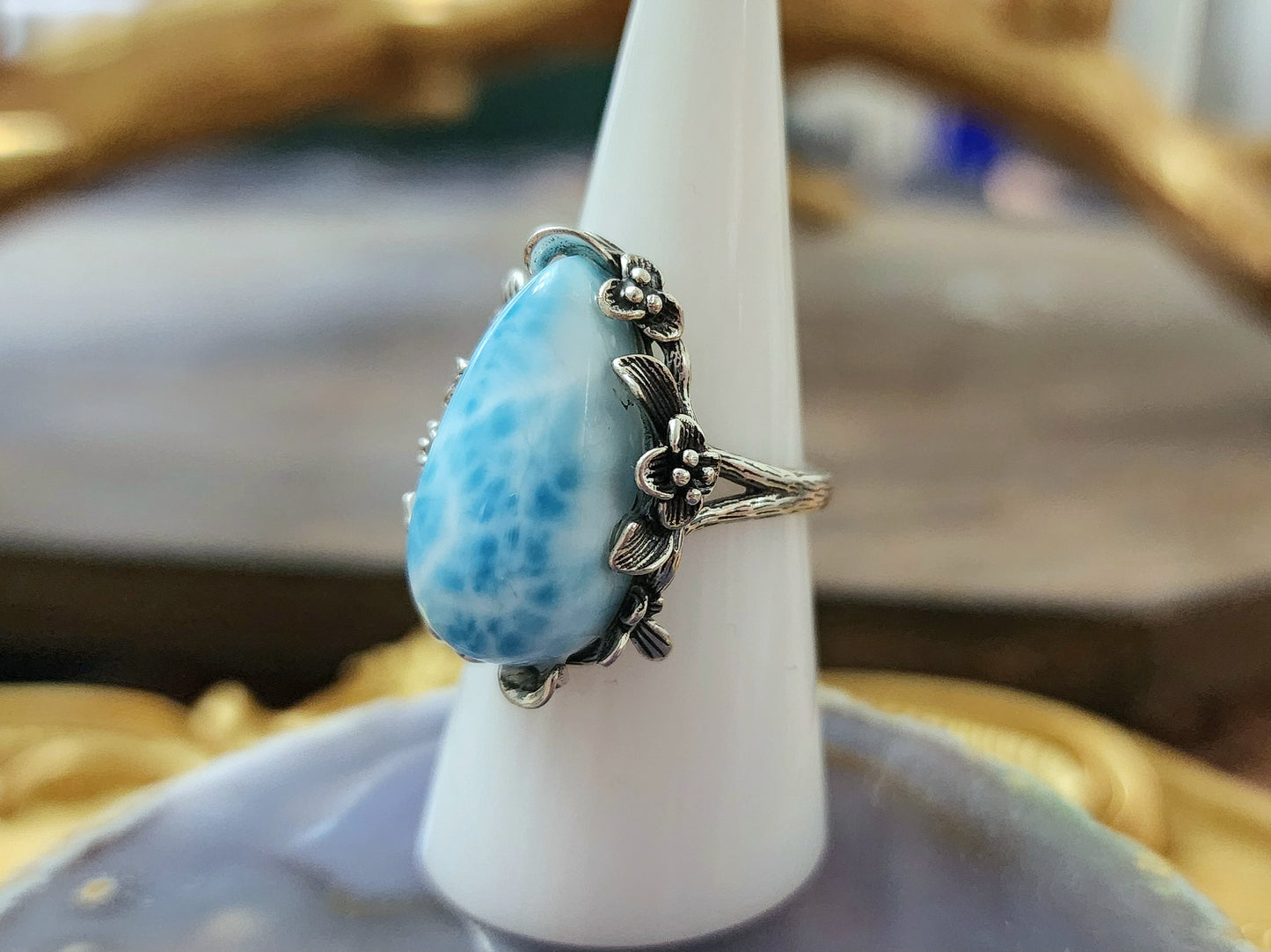 Larimar Teardrop Ring