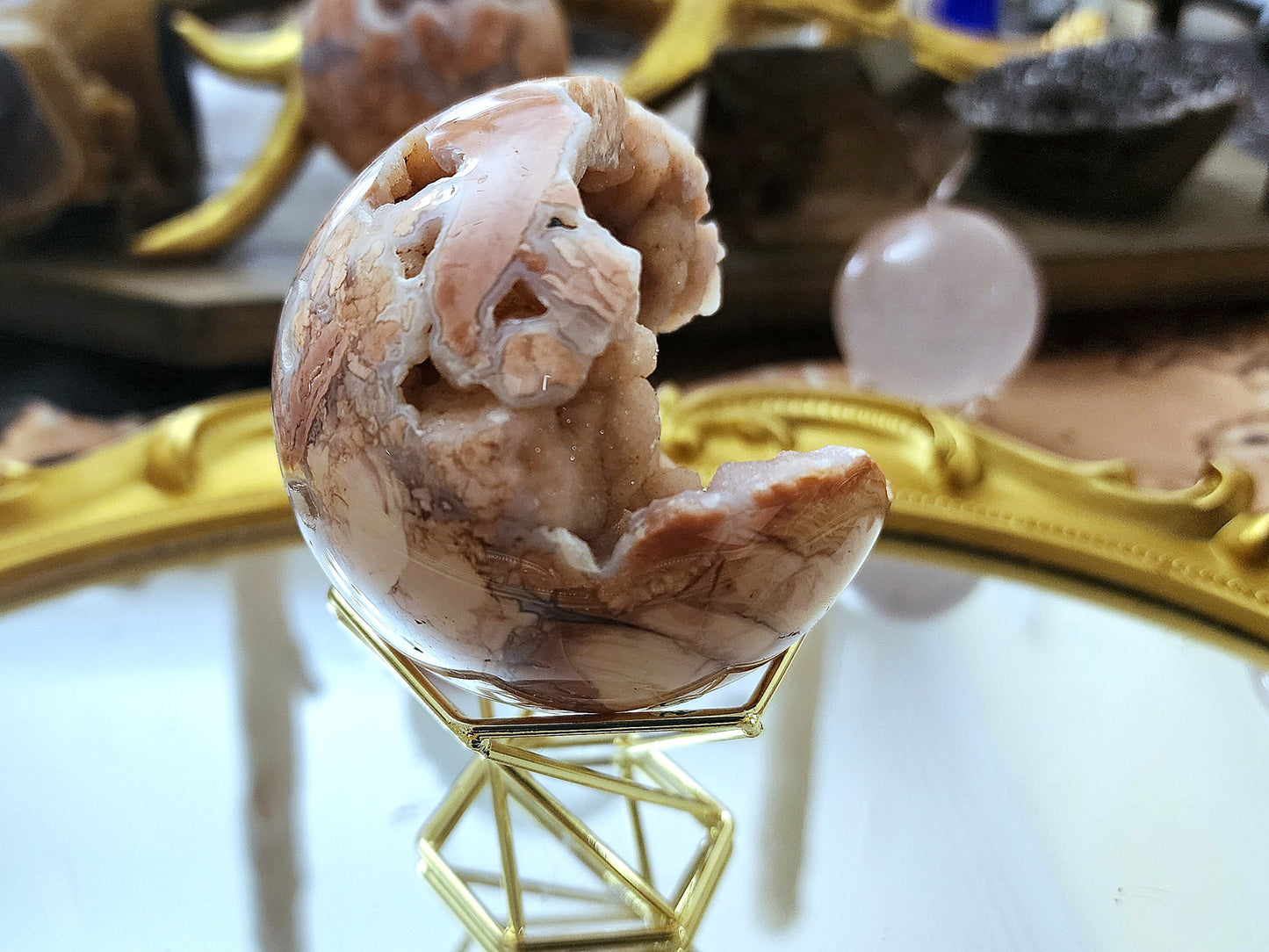 Druzy Pink Agate Sphere