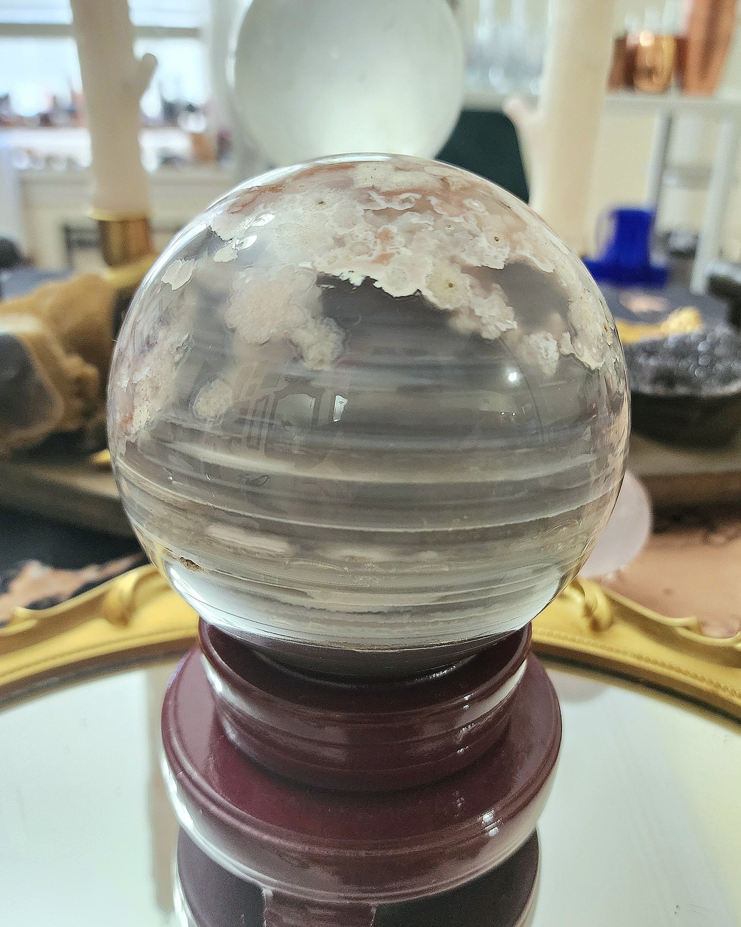 Large Flower Agate Sphere