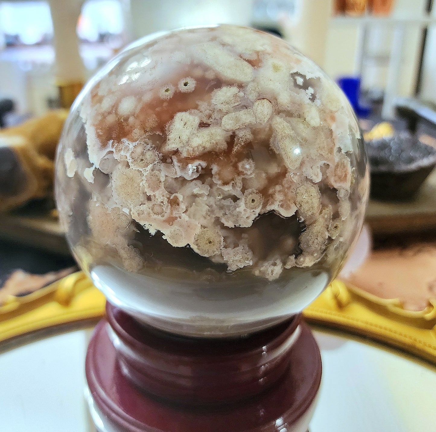 Large Flower Agate Sphere