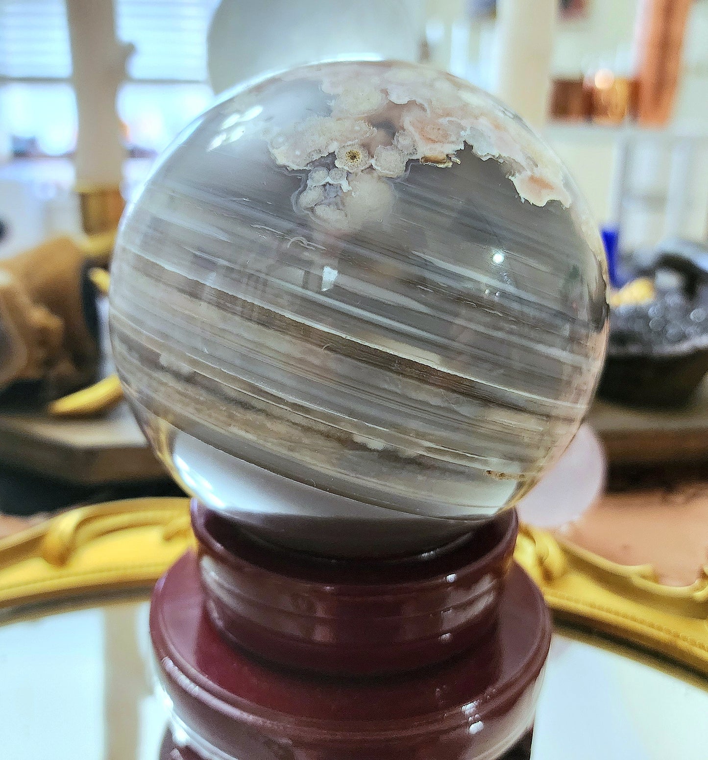 Large Flower Agate Sphere