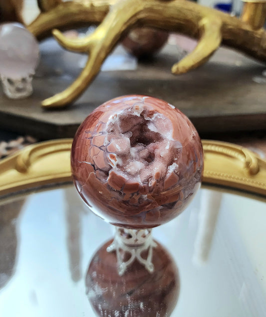 Druzy Cotton Candy Agate Sphere