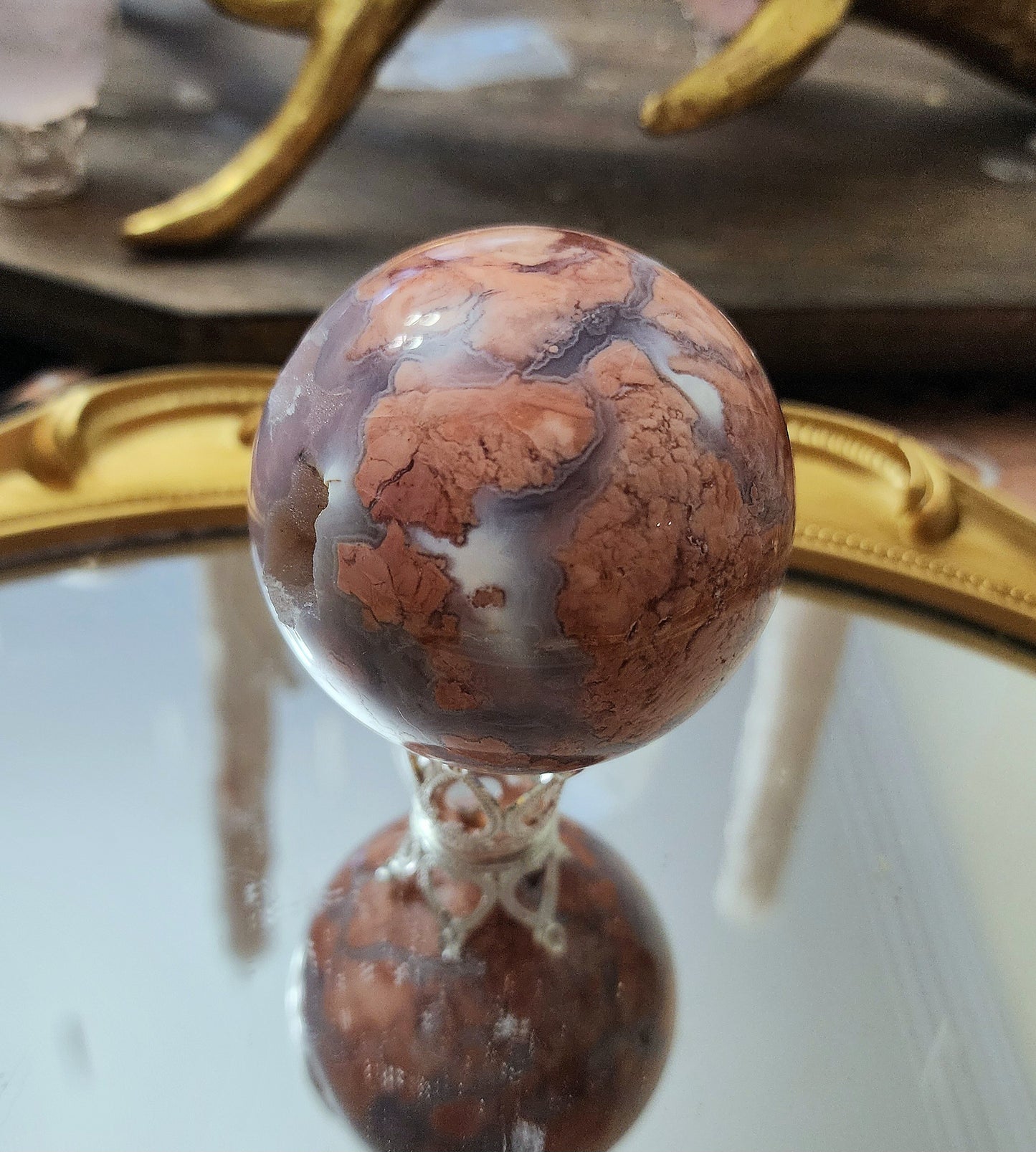 Druzy Cotton Candy Agate Sphere