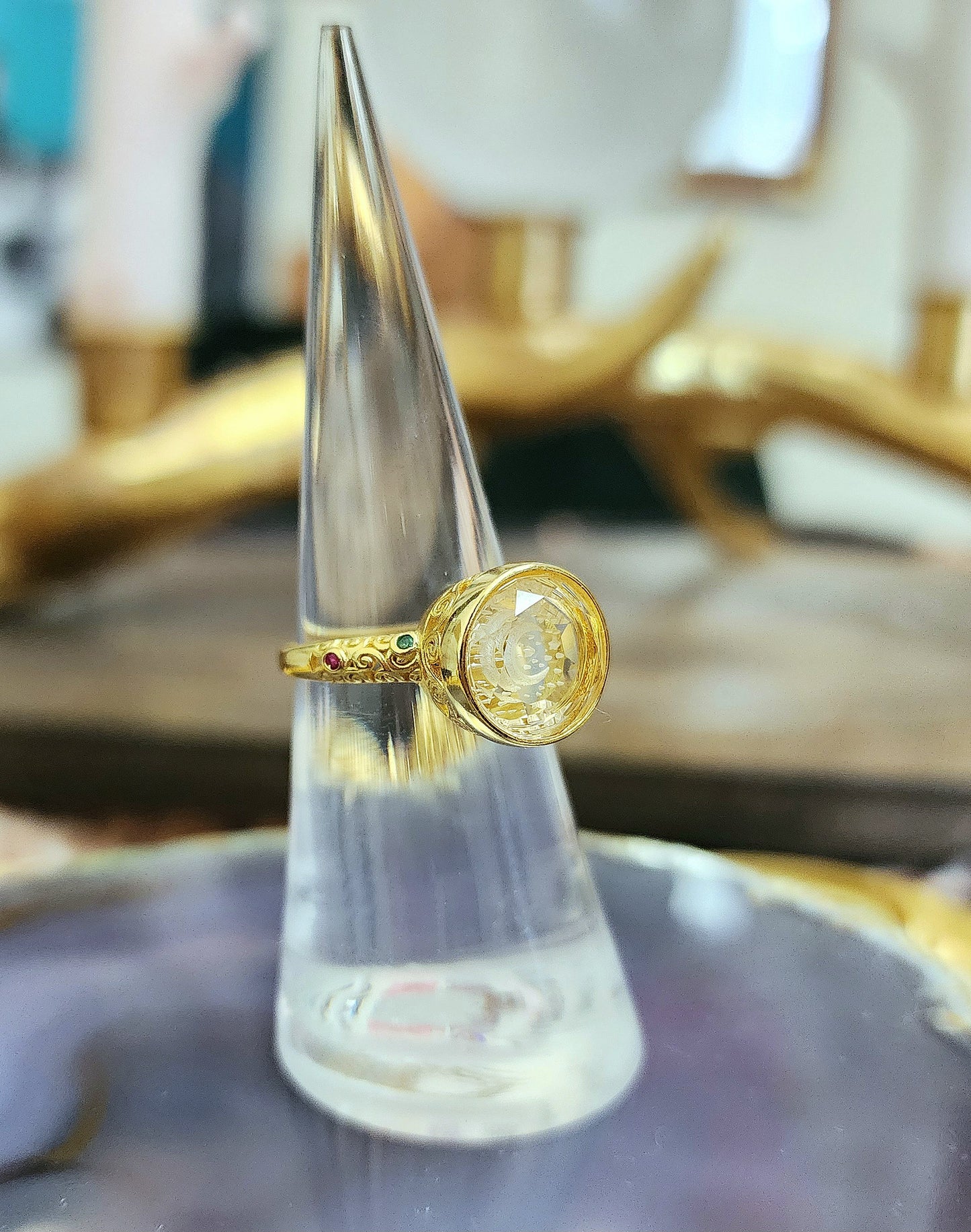 Citrine Moon Ring