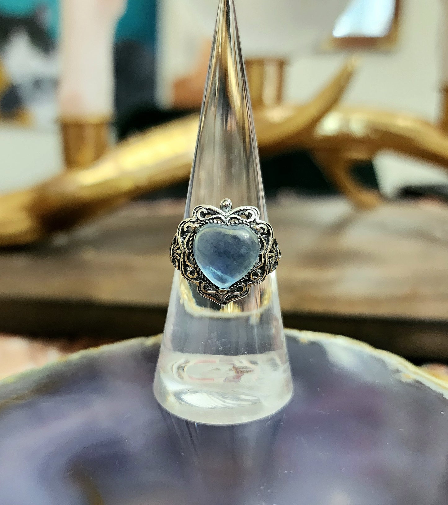 Heart-Shaped Aquamarine Ring