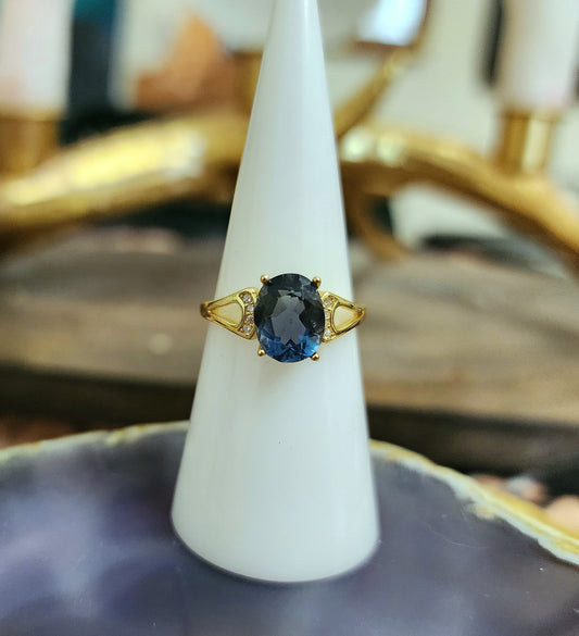 Deep Blue Fluorite Ring