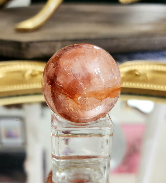 Fire Quartz Sphere on glass A