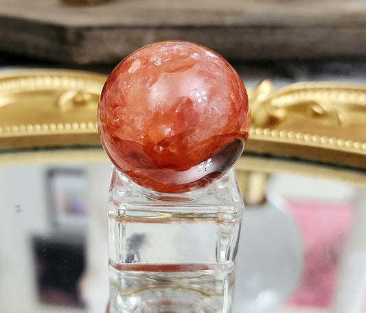 Fire Quartz Sphere on glass D