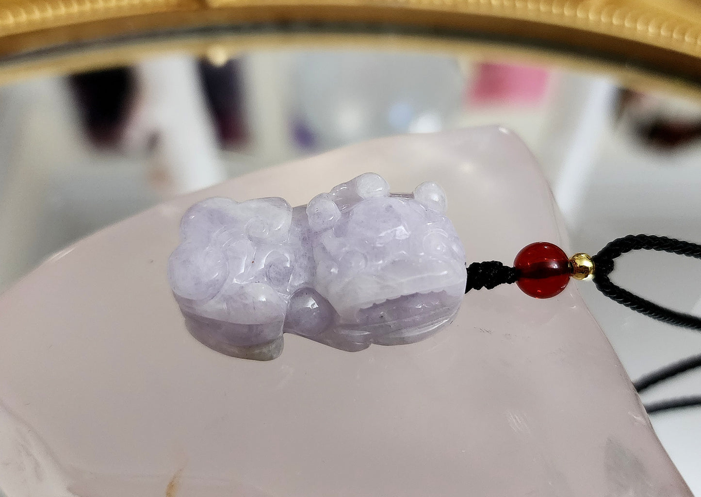 Lavender Jade Pixiu Necklace