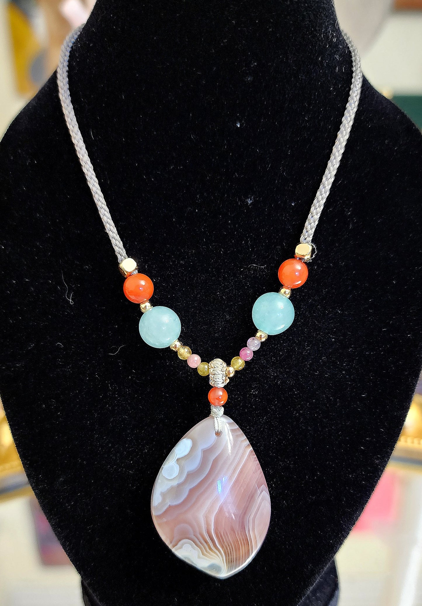 Pink Botswana Agate Necklace B