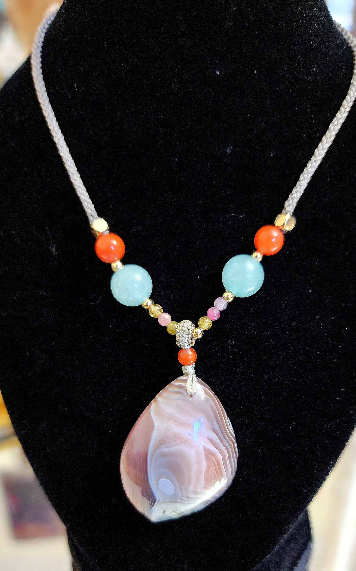 Pink Botswana Agate Necklace B