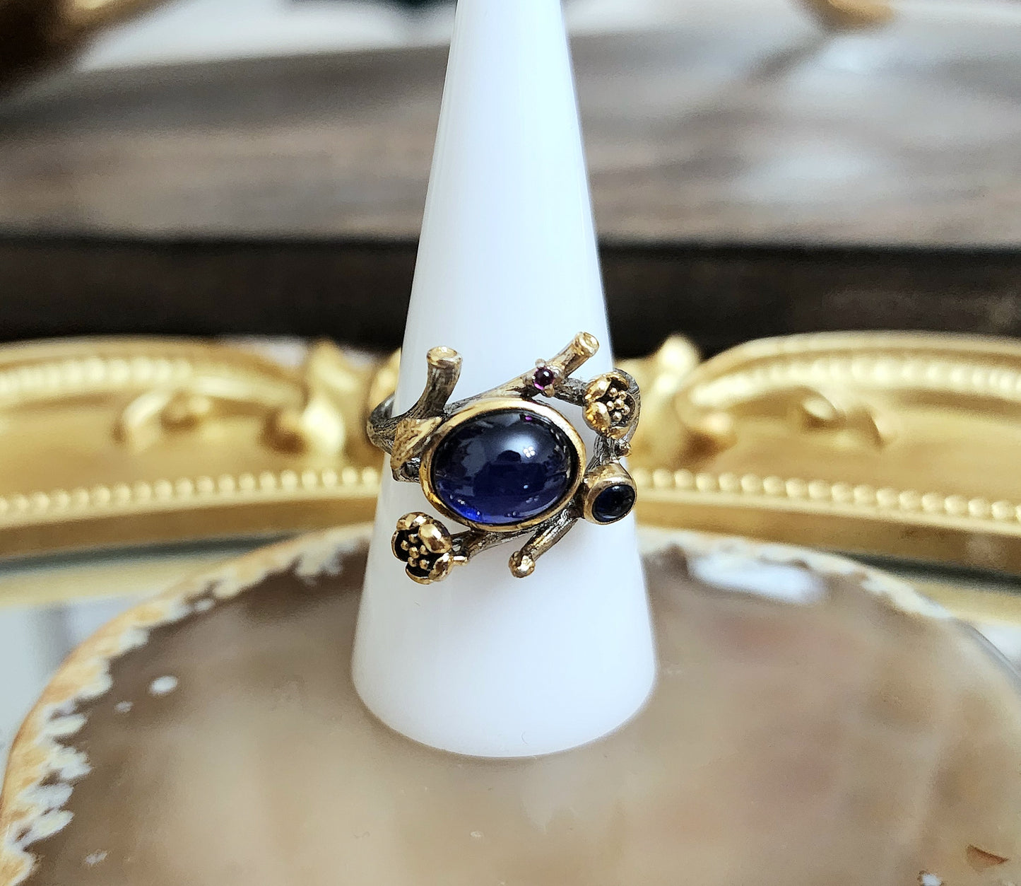 Blue Sapphire Lotus Ring