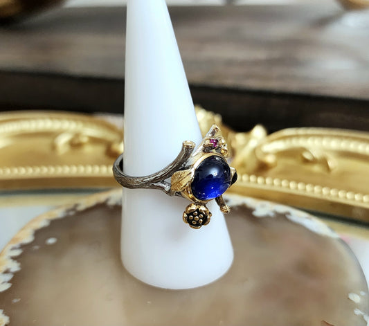 Blue Sapphire Lotus Ring