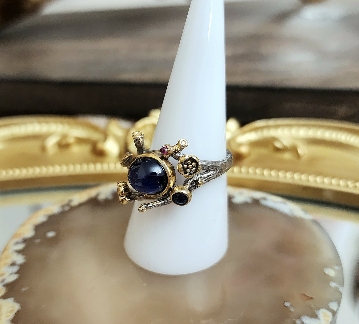 Blue Sapphire Lotus Ring