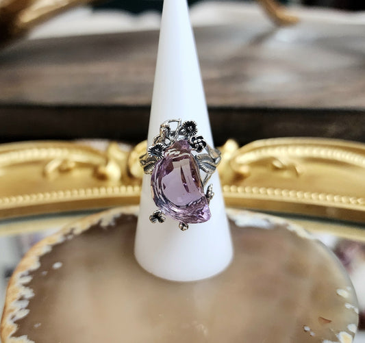 Crescent Moon Ametrine Ring