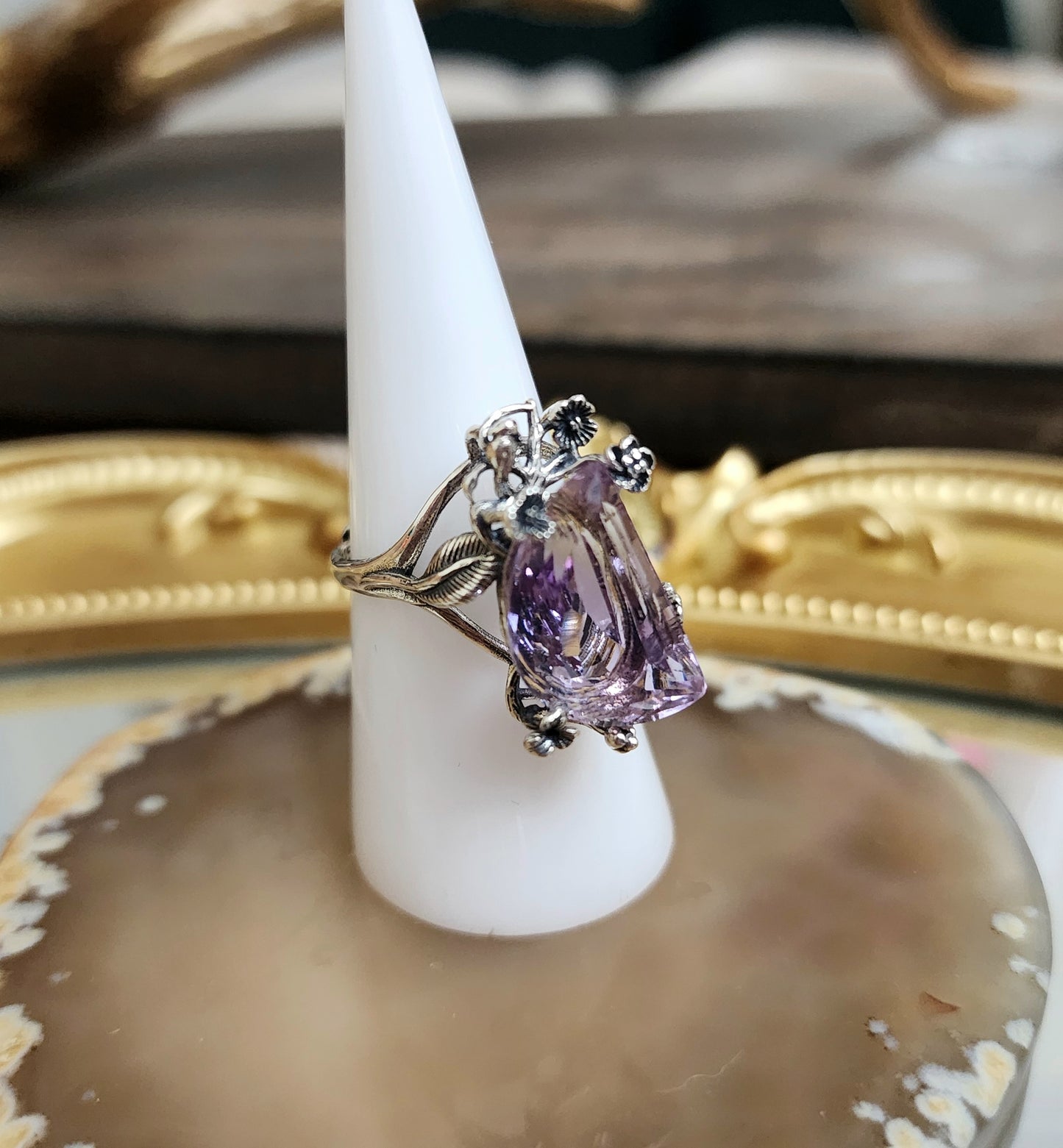 Crescent Moon Ametrine Ring