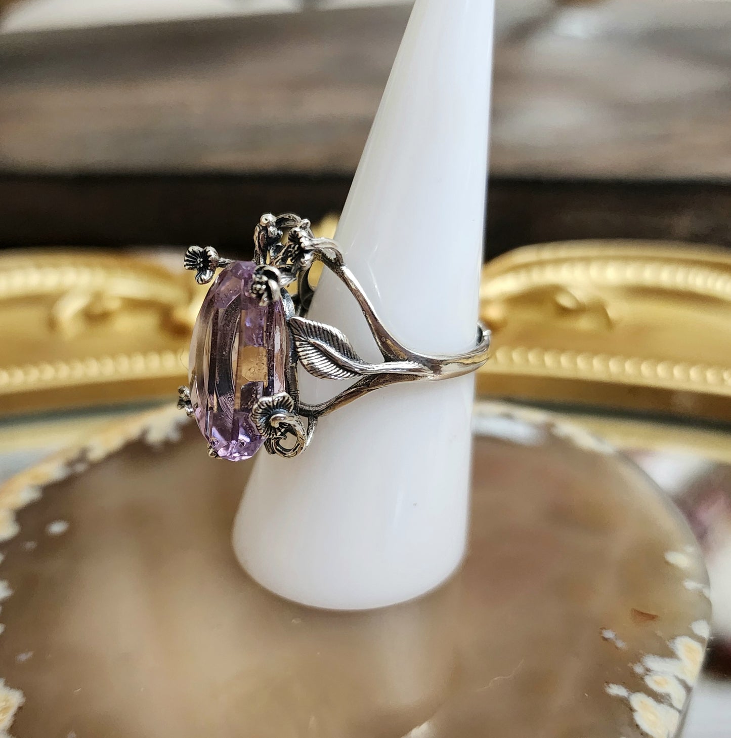 Crescent Moon Ametrine Ring