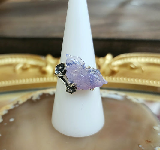 Lavender Moon Quartz Butterfly Ring