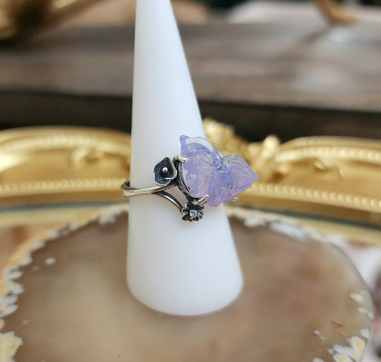 Lavender Moon Quartz Butterfly Ring