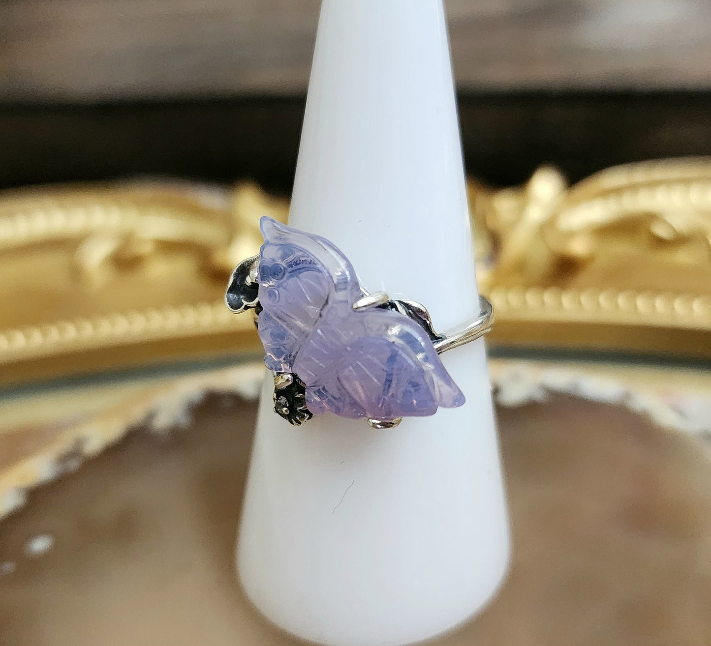 Lavender Moon Quartz Butterfly Ring