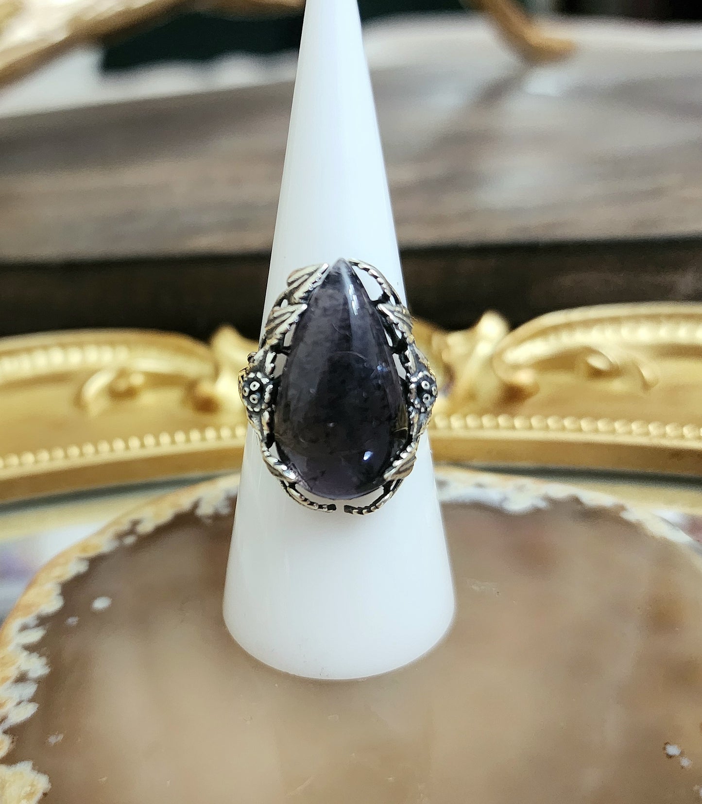 Raven's Tear Iolite Ring