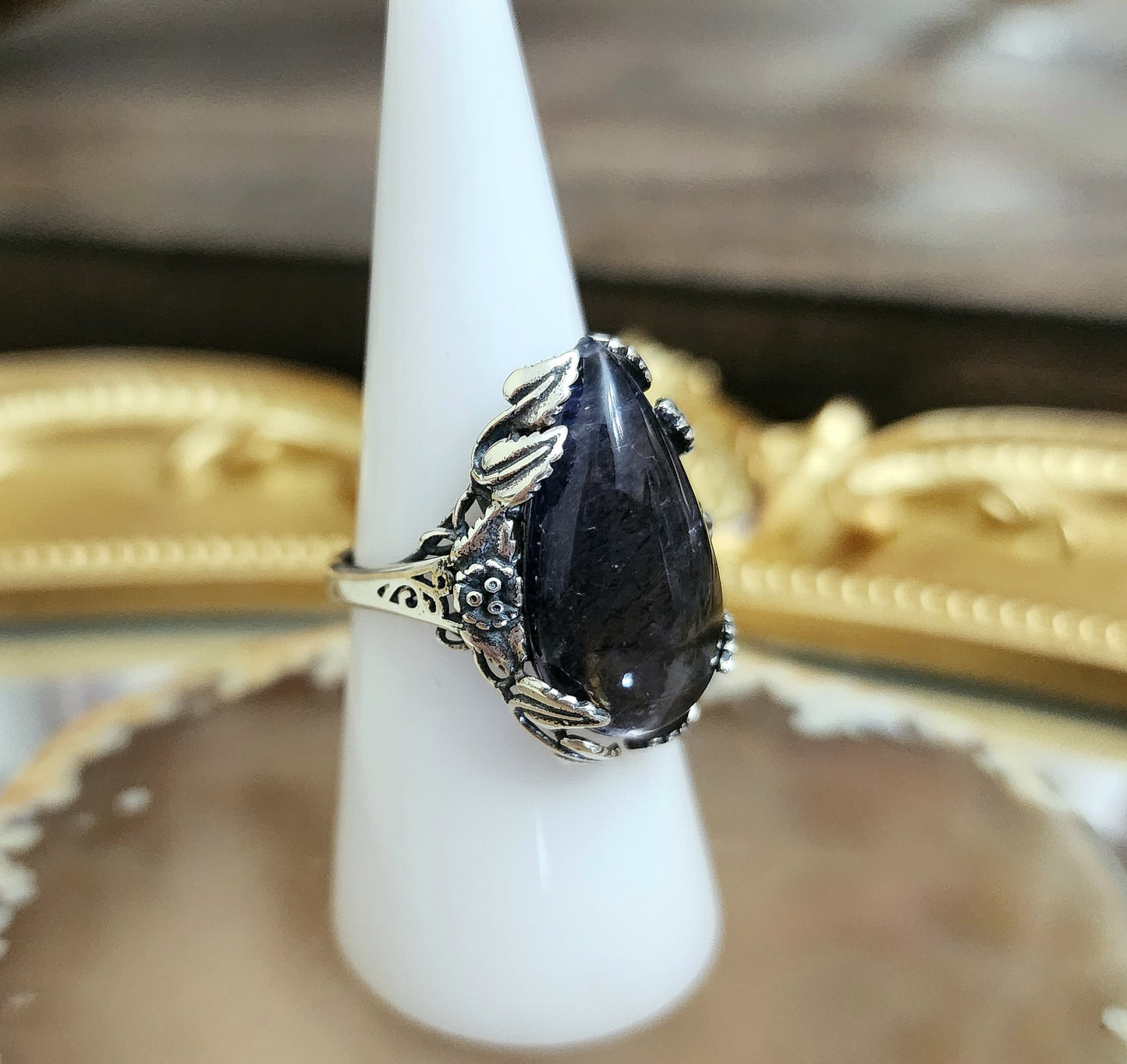 Raven's Tear Iolite Ring