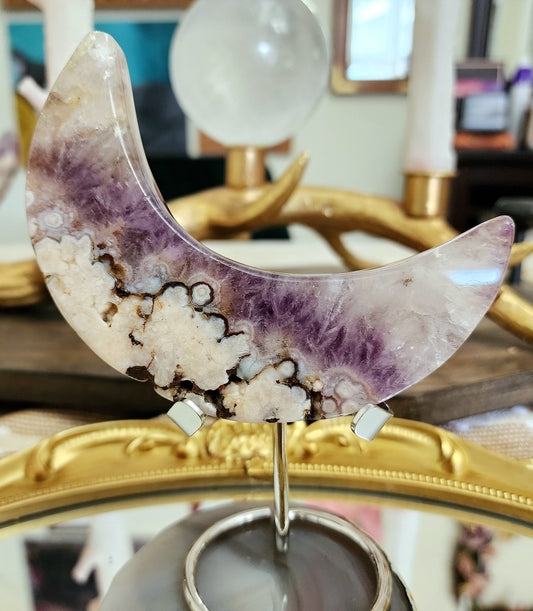 Amethyst and Flower Agate Moon