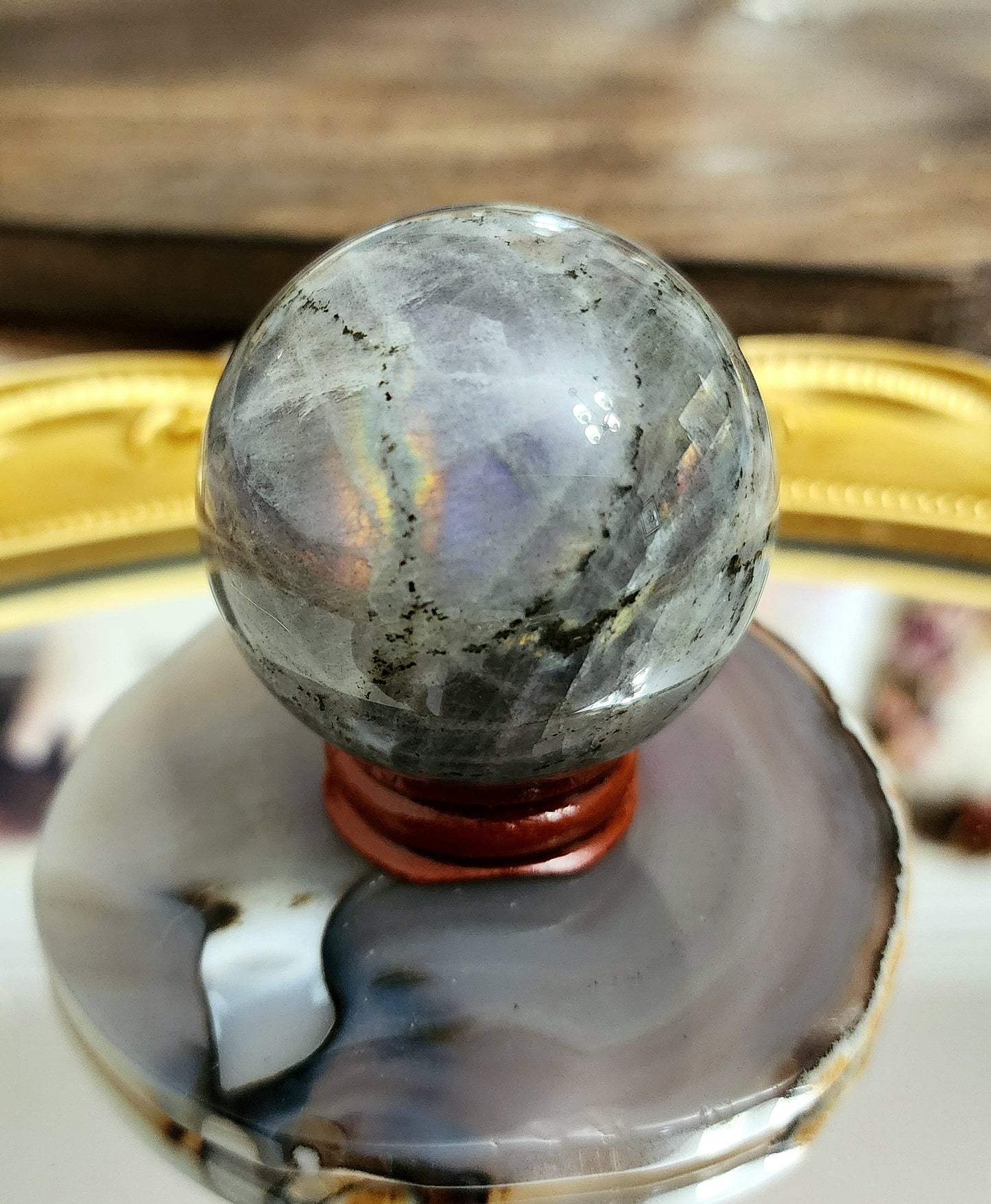 Rainbow Flash Labradorite Sphere