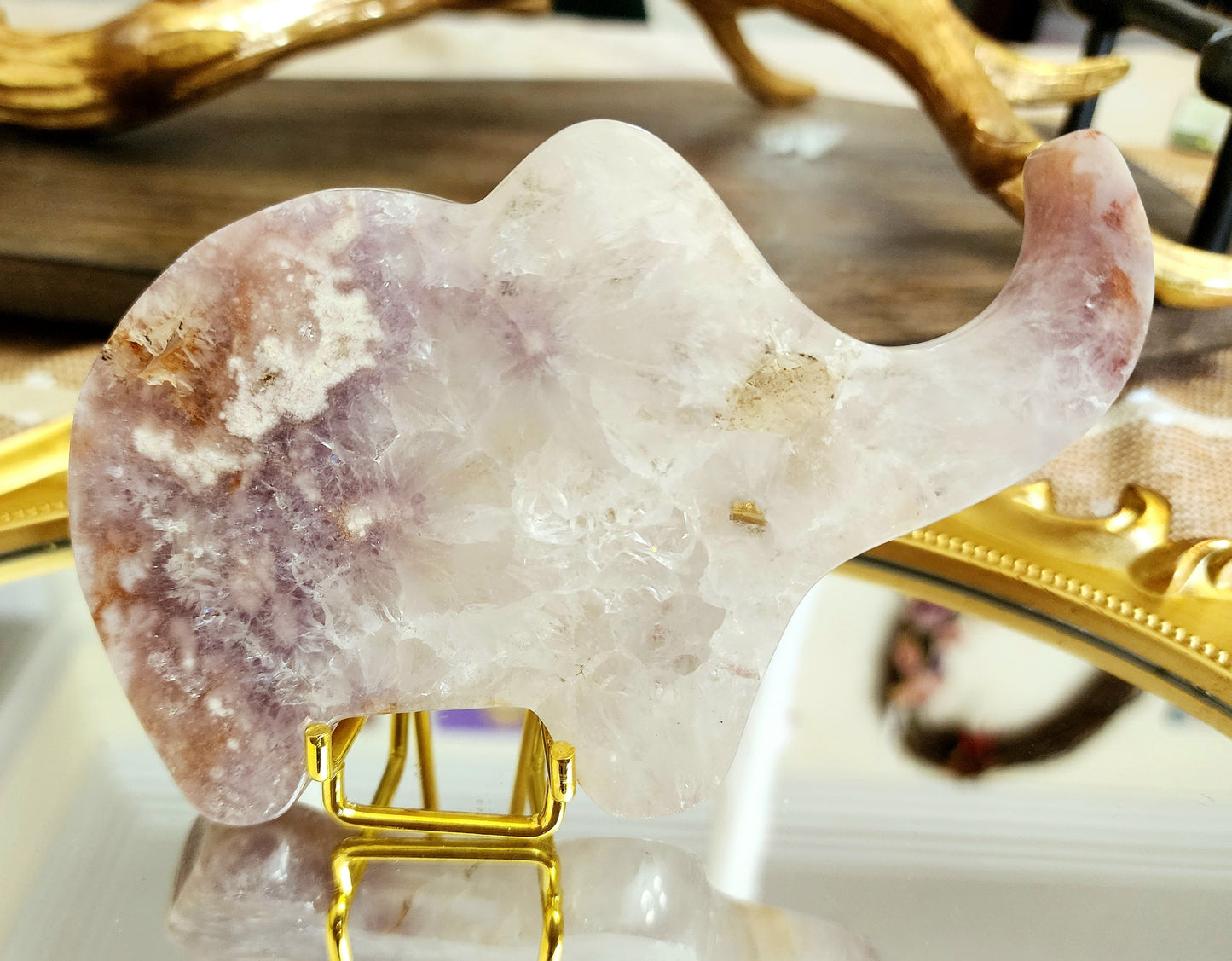 Amethyst and Flower Agate Elephant