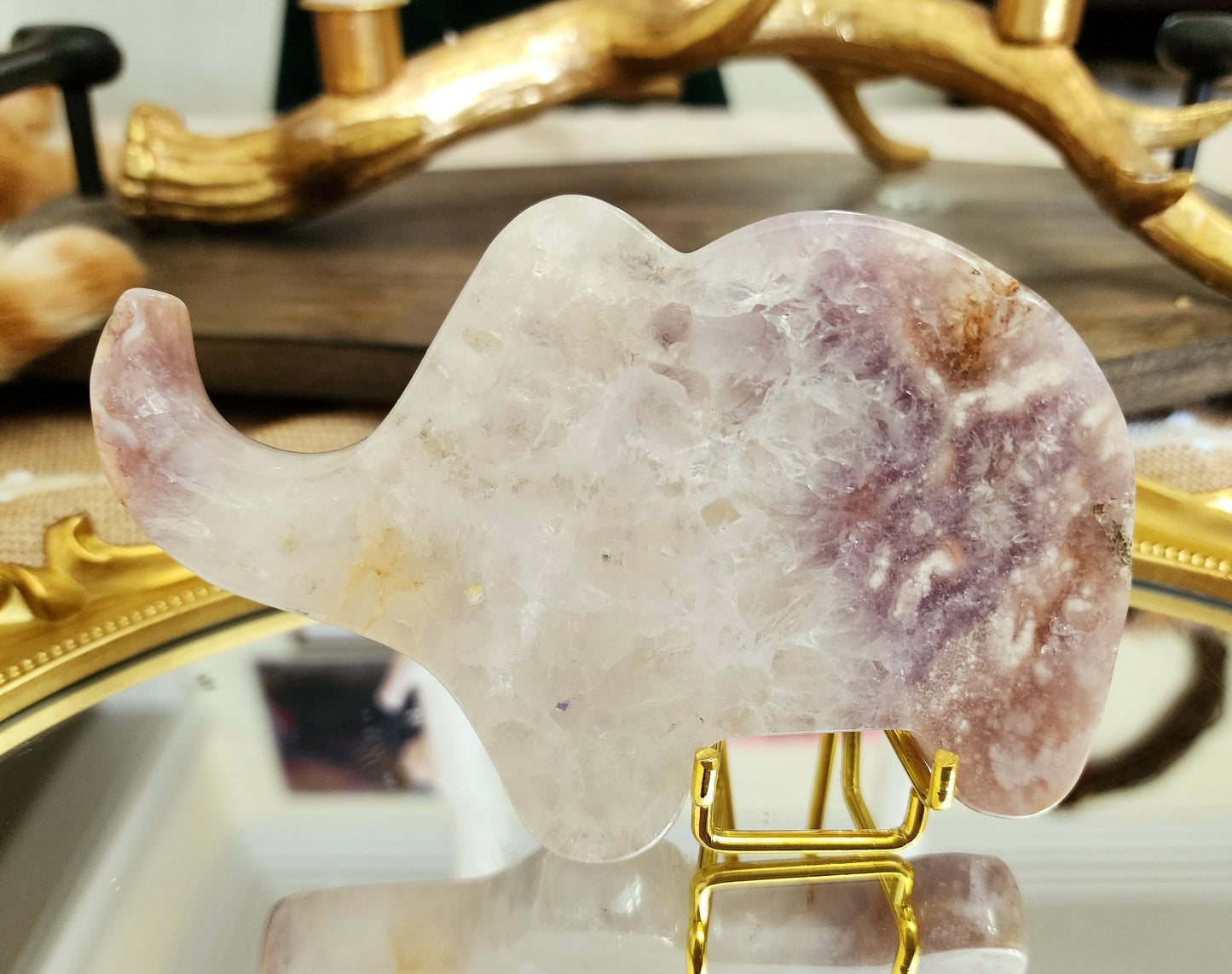 Amethyst and Flower Agate Elephant