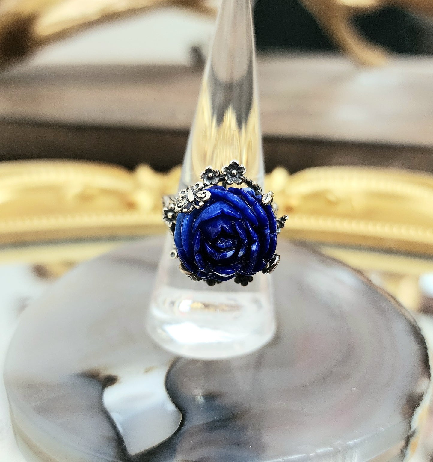 Carved Lapis Lazuli Ring