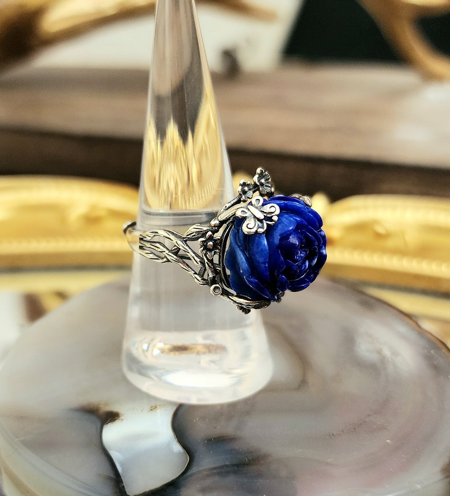 Carved Lapis Lazuli Ring