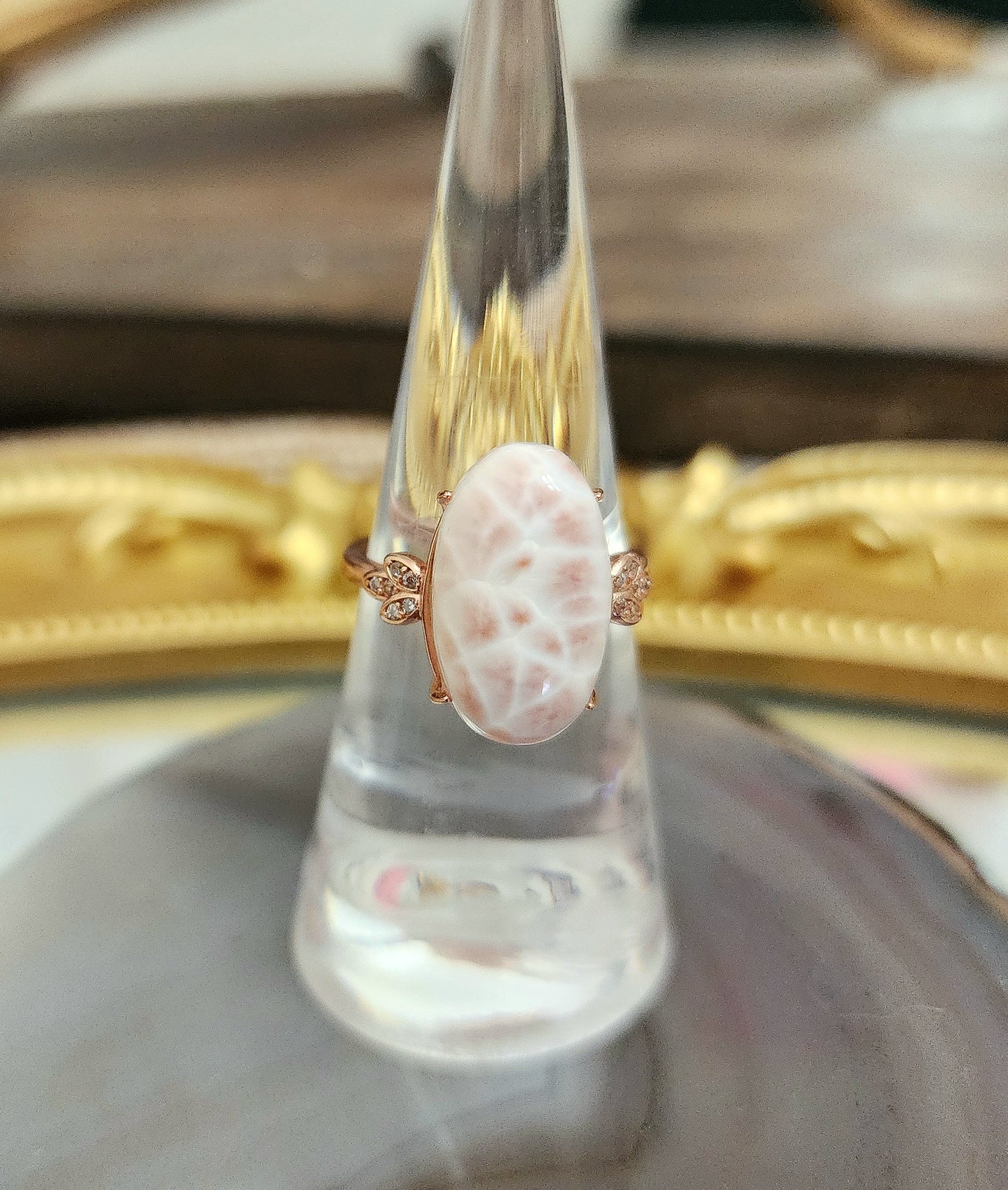 "Pink Larimar" Rose Gold Ring