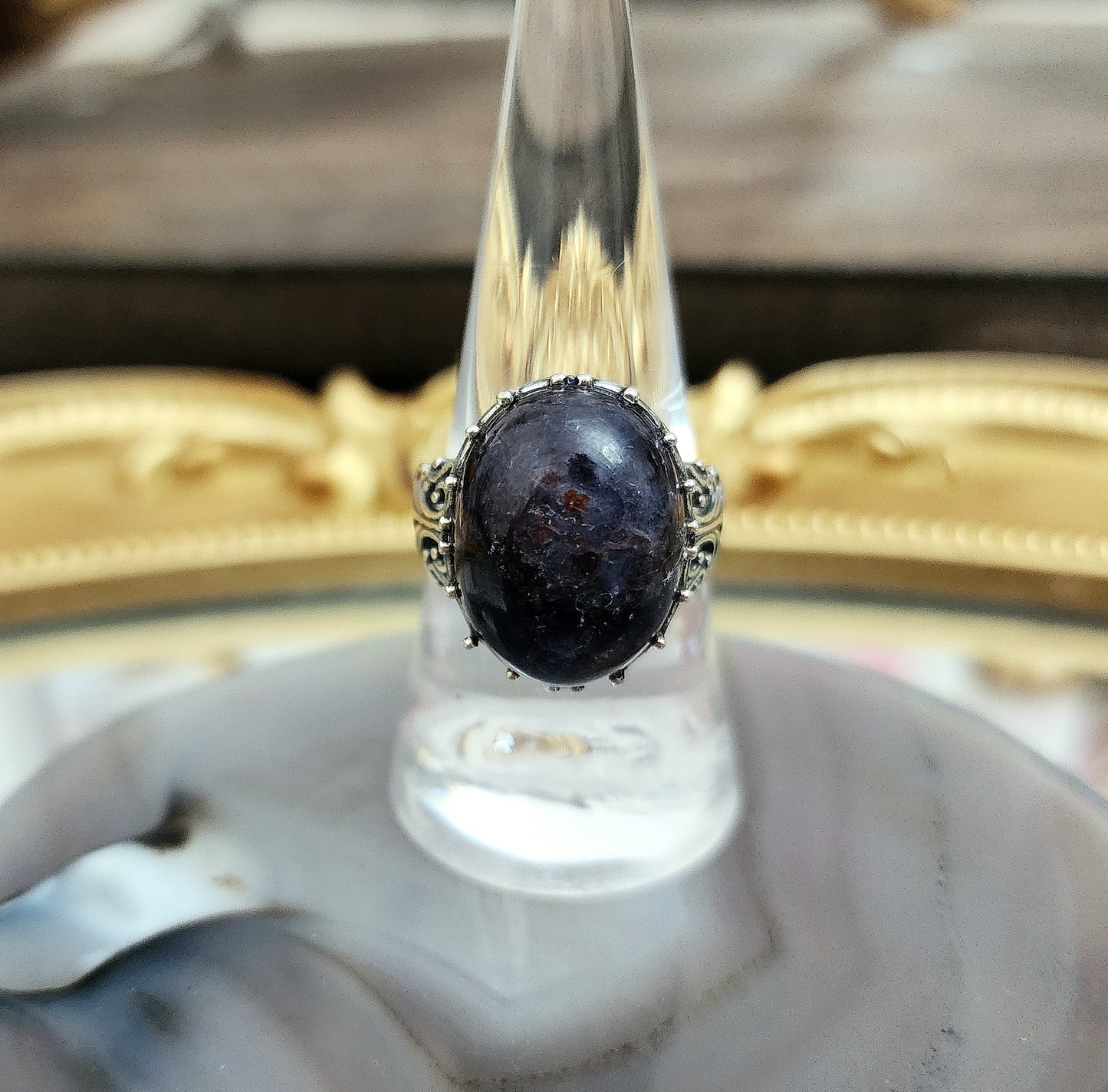 Sunstone and Iolite Ring