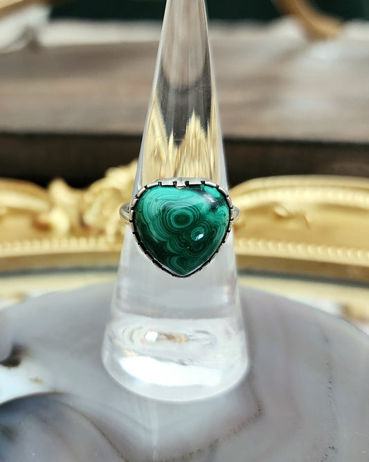 Malachite Heart Ring