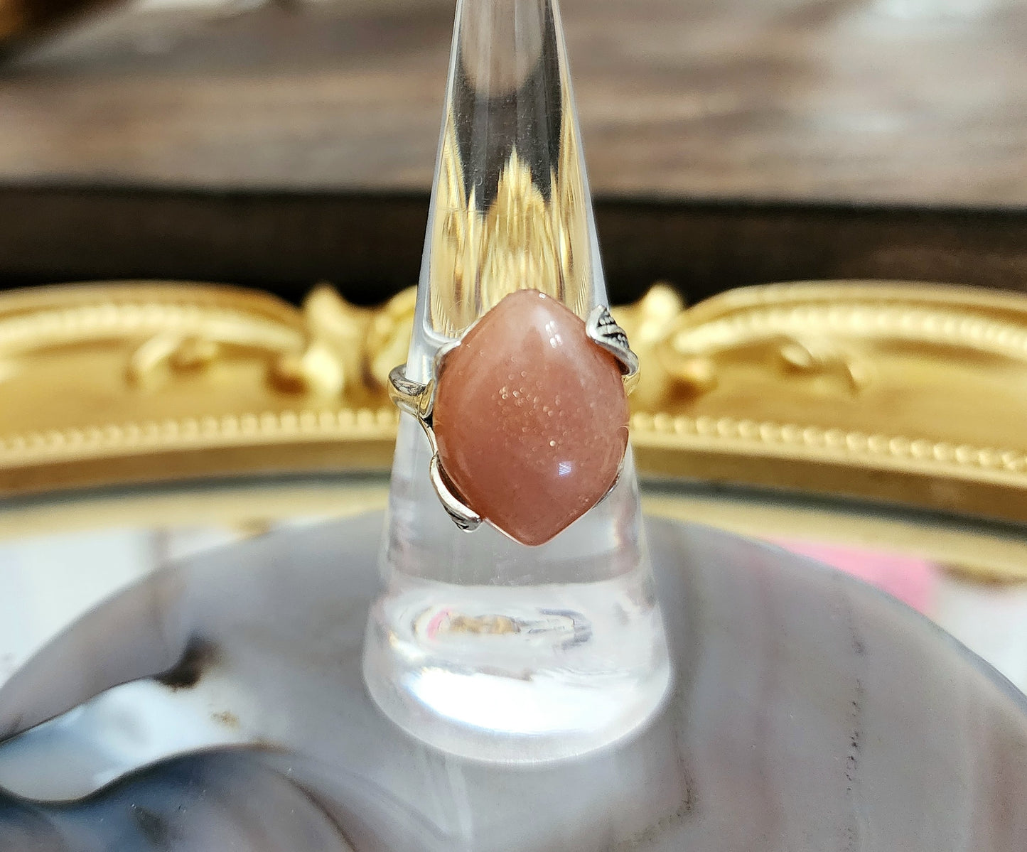 Peach Moonstone Ring